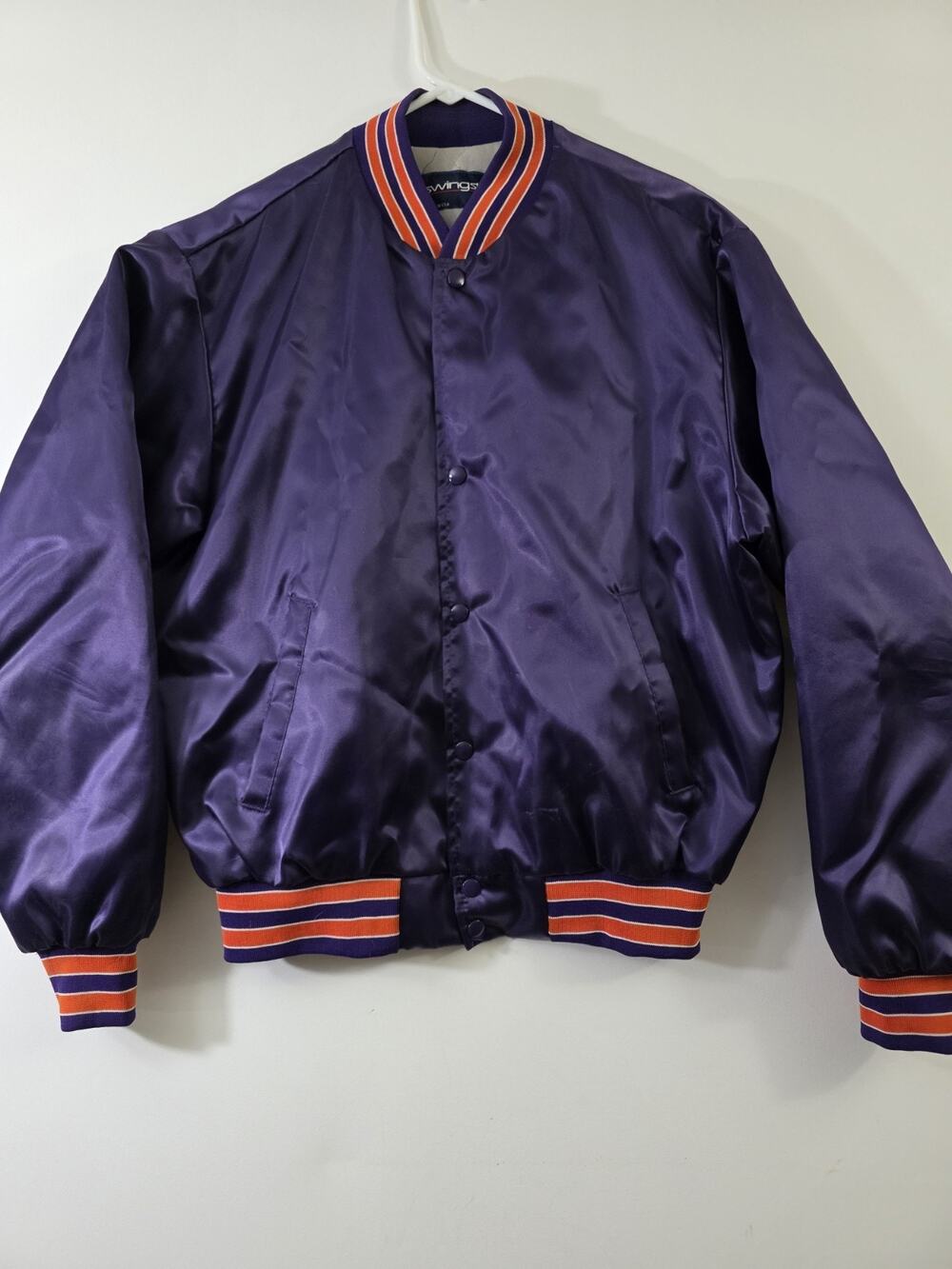Vintage 90s Swingster Satin Jacket Mens Large Phoenix Suns Colors Purple Nylon